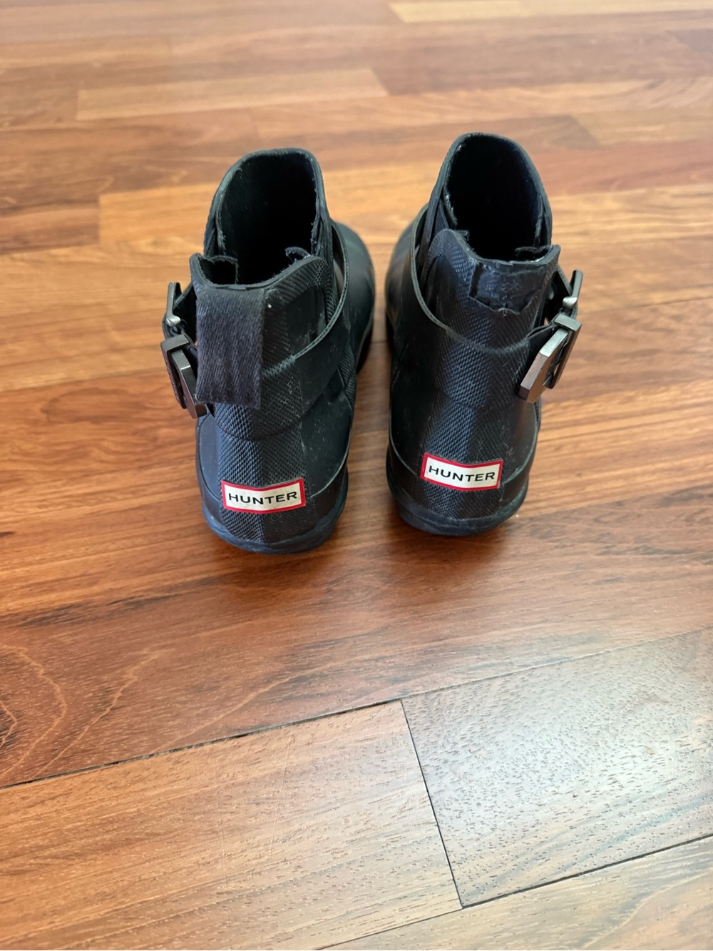 Hunter Black Matte Buckle Ankle Rain Boots - Picture 2 of 6